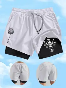 Men's Quick-Dry Double-Layer Casual Athletic Shorts with Pockets, Breathable Comfortable Gym Jogging Shorts, Elastic Waistband, Drawstring Pocket Shorts, Outdoor Running Gym Training Pants, Running Workout Shorts, Breathable Fitness Shorts