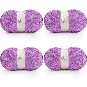 Chenille Yarn for Crocheting & Knitting 1440 Yards, Soft Thick  Bulky Blanket Yarn, 4 Pack of 10.5oz ()
