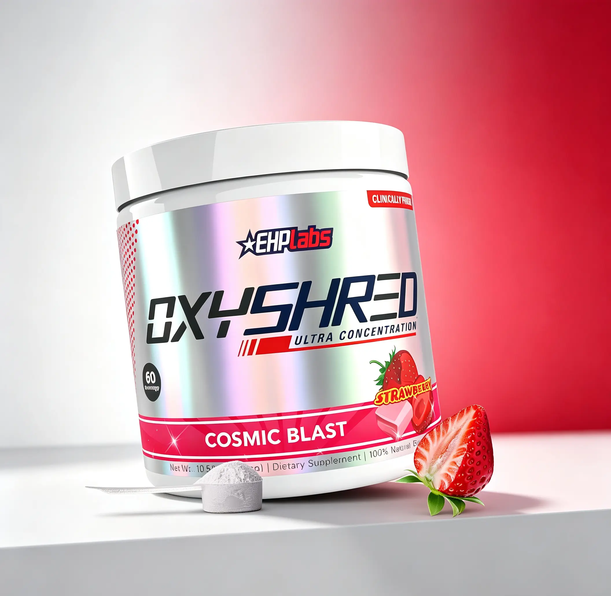 EHP Labs OxyShred Pre Workout  | Energy Boost Drink Powder with L-Glutamine & Acetyl L-Carnitine | Cosmic Blast | 60 Servings