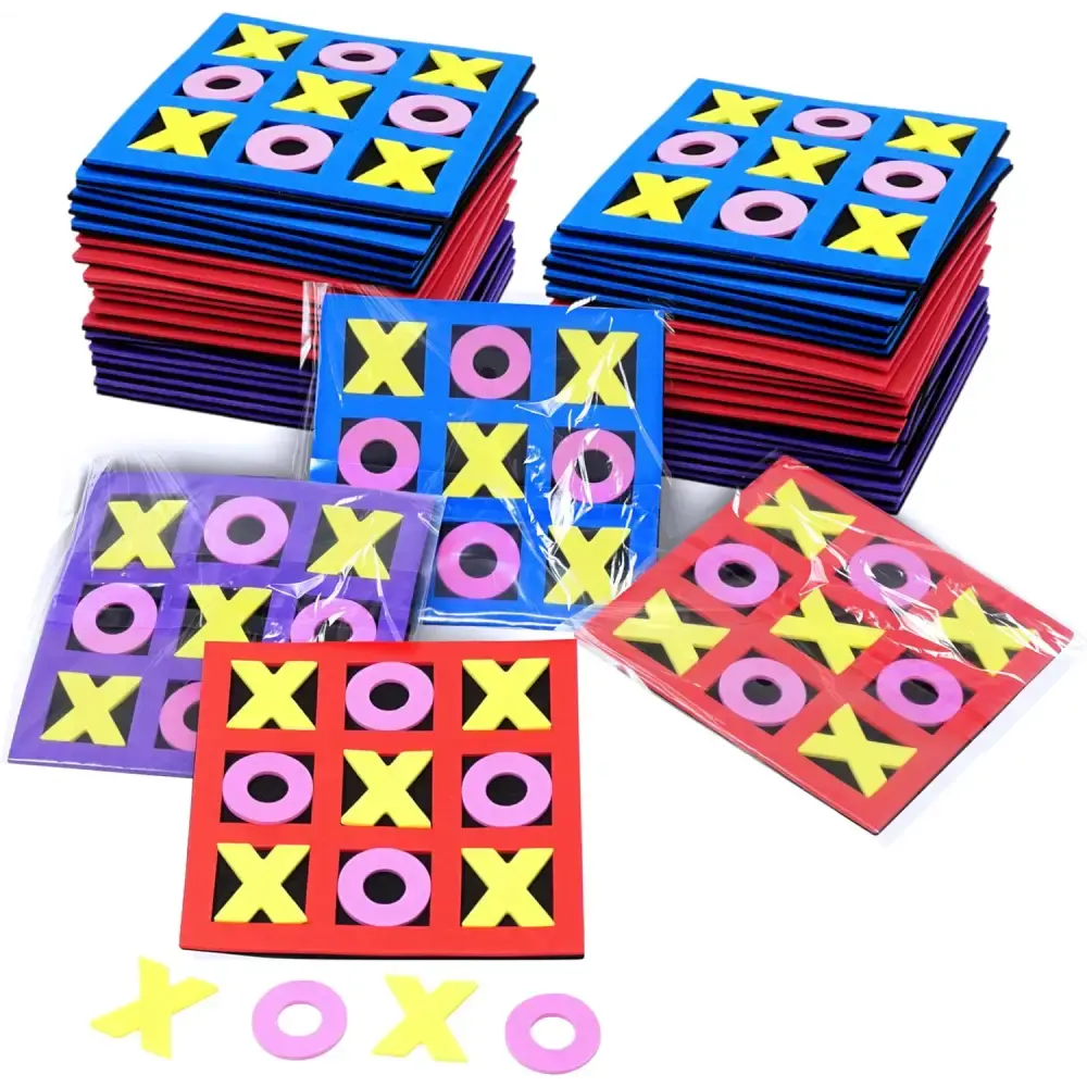 4E's Novelty 24 Pack Tic Tac Toe Game – Kids Valentine’s Gifts, Classroom Exchange Party Favors