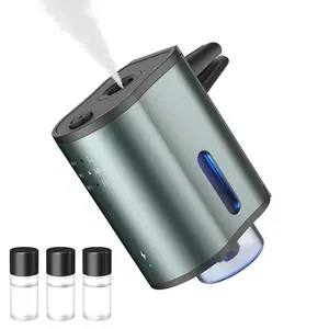 Smart Car Air Freshener with Three Scent Intensity Levels, Portable Waterless Diffuser, Aromatherapy with 3*10ML Natural Perfumes,Random Shipment of Polygon and Circle Shapes