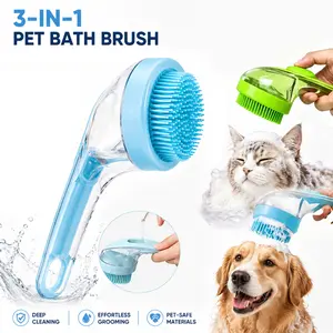 Must-Have Grooming Tool for Pet Owners,3-in-1 Pet bath Brush , No-Fuss Dog Bath Brush with Soft Bristles for Calm Grooming Time,PetTok,petgroomingbrush,petshowerbrush dogbathbrush,catbathbrush,Soft Rubber Dog Cat Grooming Bath Brush for Shedding & Massage