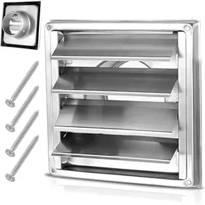4" Upgrade Metal Dryer Vent Cover for House, Premium Stainless Steel Dryer Vent with 4 Screws Rubber Gasket, Exterior Wall Vent Cover with Louvre for Dryer Vents Range Hood Vent AC Vent