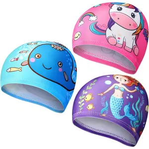 3 Pcs Kids Swim Caps for Boys Girls Age 2-12 Swimming Hat Pool Cap Child Swim Hat for Toddler Youth silicone teen Swimmingcap