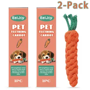 [2-Pack] Cute Carrot Cotton Rope Dog Toy, Durable Puppy Teething Chew Toy, Natural Safe Cotton for Small Medium Breed Dogs, Dental Care Interactive Toy