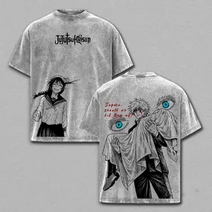 Gojo Satoru T-Shirt – Jujutsu Kaisen Vintage Washed Oversized Graphic Tee, Streetwear Casual, Heavy Cotton Unisex Top, Limitless Power Design, Gift for JJK Fans