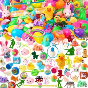 200 Pcs Prefilled Easter Eggs with Toys Plus Stickers, Filled with Assorted Toys for Kids Boys Girls Easter Eggs Hunt, Basket Stuffers Fillers, Party Favor
