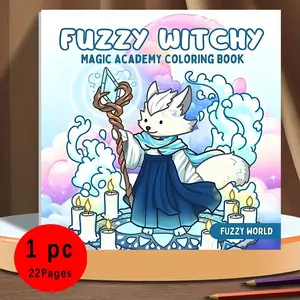 Fuzzy Witchy Cozy Magic Academy Coloring Book: 22 Cute Magic Fox Bold Lines & Easy Pages, 120gsm No Bleed Thick Paper, Non-Toxic, Stress Relief Art for Adults & Kids, ASMR Coloring Fun