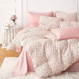- Floral Comforter Set,  Cottagecore Aesthetic Cute Flower  for Women Teen Girls, Soft Lightweight Dorm Beddg, 3 count, Dusty Pk,  Size