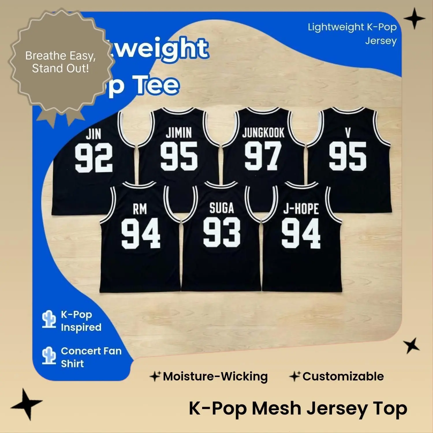 {OFF 55%} 2026 Tour-Inspired K-Pop Mesh Jersey – Lightweight Sleeveless Shirt for Music Fans & Concert Wear Breathable Moisture-Wicking Fabric Customizable Name & Number Unisex Fit S–5XL