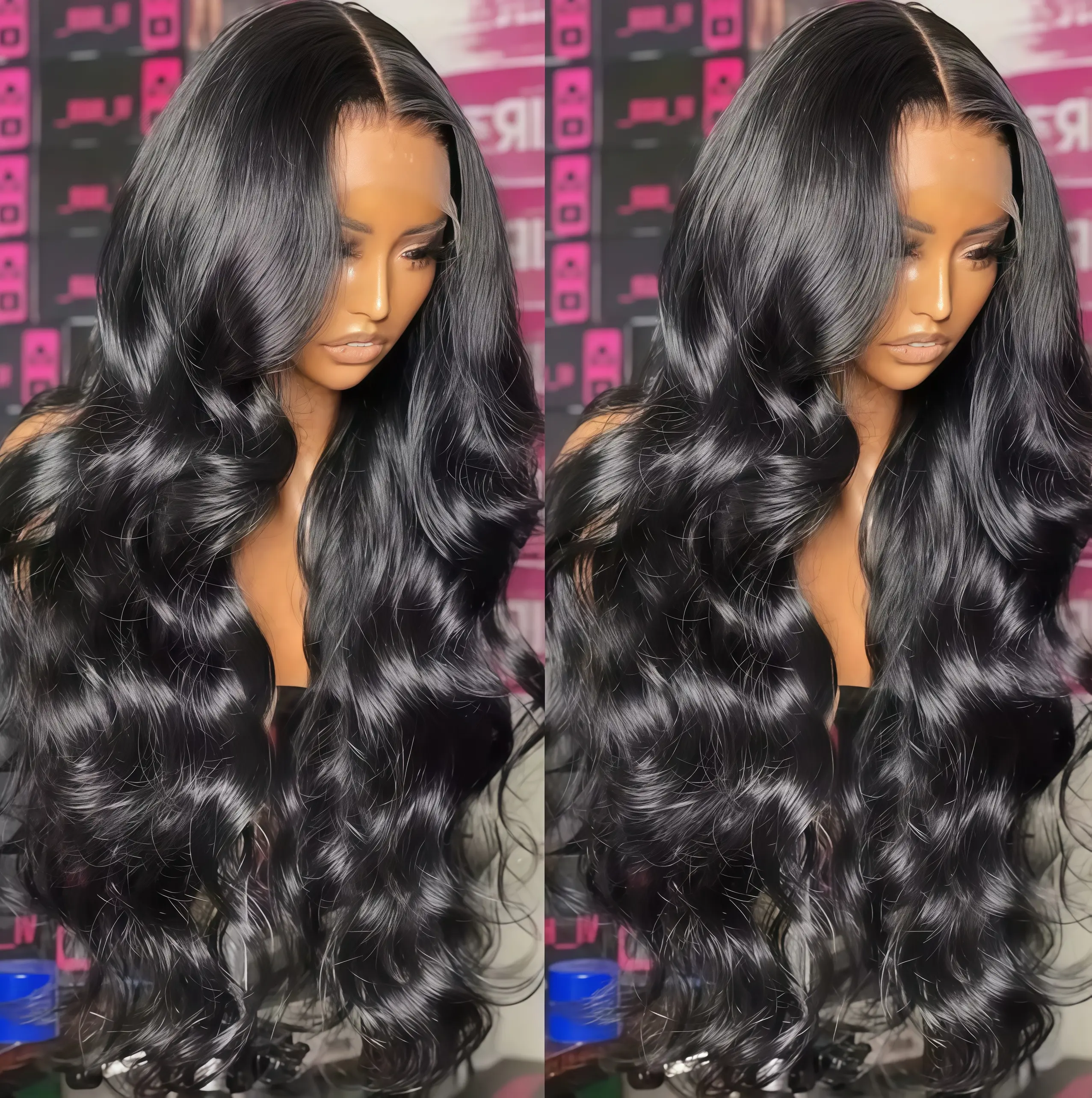 Glueless Long Body Wave Lace Front Wig, Virgin Human Hair with Pre-Plucked Natural Hairline and HD Transparent Lace for Women, for Weddings and Parties