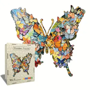 Charming Butterfly Wooden Puzzle, Creative Irregular Animal Shape Puzzle, Educational Puzzle Toy, Relaxing Gift for Adults, Perfect Birthday, Christmas, Halloween Gift, Home Decoration