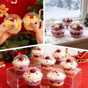 Creative Cute Pudding Cup U-Shaped Fat Cup, Round Lid, Ideal for Cake, Pudding, Ice Cream, Cold Hot Drinks, Party Events, Restaurant Use