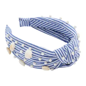 Blue Shell Pearl Knotted Headband