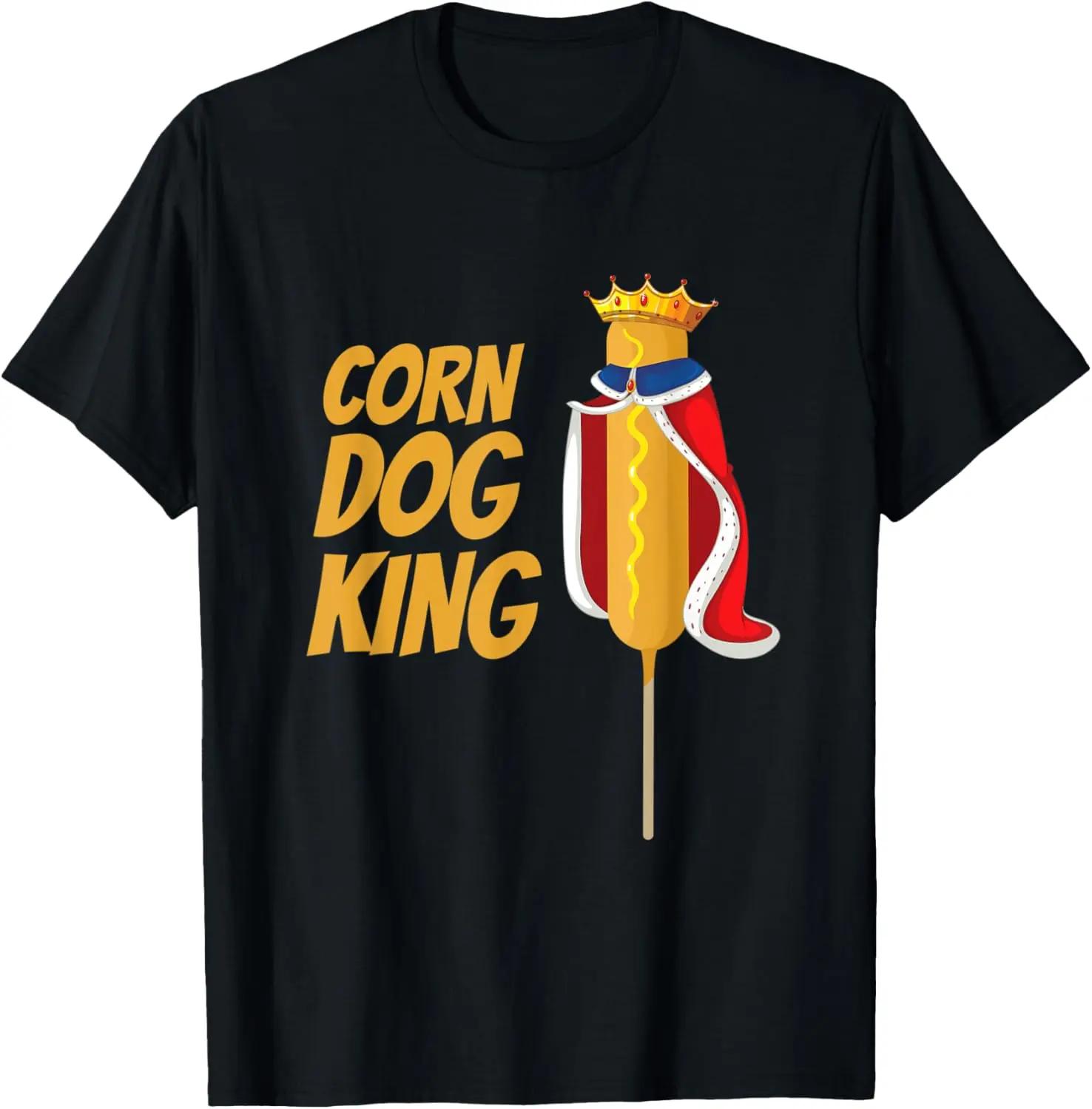 Women's Casual Shortsleeve Graphic Tee, 100% Cotton Round Neck with a Playful Distressed Corn Dog King Print