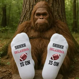Oklahoma, Taylored Family Game Day Socks SHHHH The Game Is On Football Fan Edition Moisture Wicking Sports Socks 100% Polyester One Size Fits Most Adult L Oklahoma