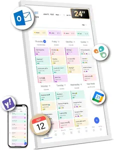 BSIMB 24 Inch Digital Calendar Chore Chart, Electronic Calendar Smart Family Planner 1080P FHD Touchscreen Interactive Display Wall & Desk Mount Seamless Scheduling White