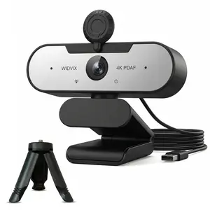 WIDVIX 4K PDAF Webcam for PC with Microphone, Autofocus & Auto Low-Light Correction, 110° Wide Angle, Noise Cancellation, Privacy Cover, Plug & Play USB, Tripod Included, for Streaming, Zoom, Skype, Teams, Facetime, Online Teaching