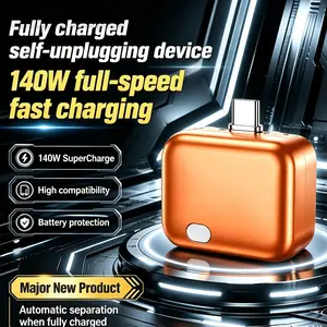 140W Type-C Physical-Disconnect Battery GuardAuto & Self-Eject Charger, Smart Auto-Stop Charging Accessory for Mobile Smartphones,Laptops, Tablets, Anti-Overcharge Tech for Safe Overnight Use, Gift for Chargeable Devices
