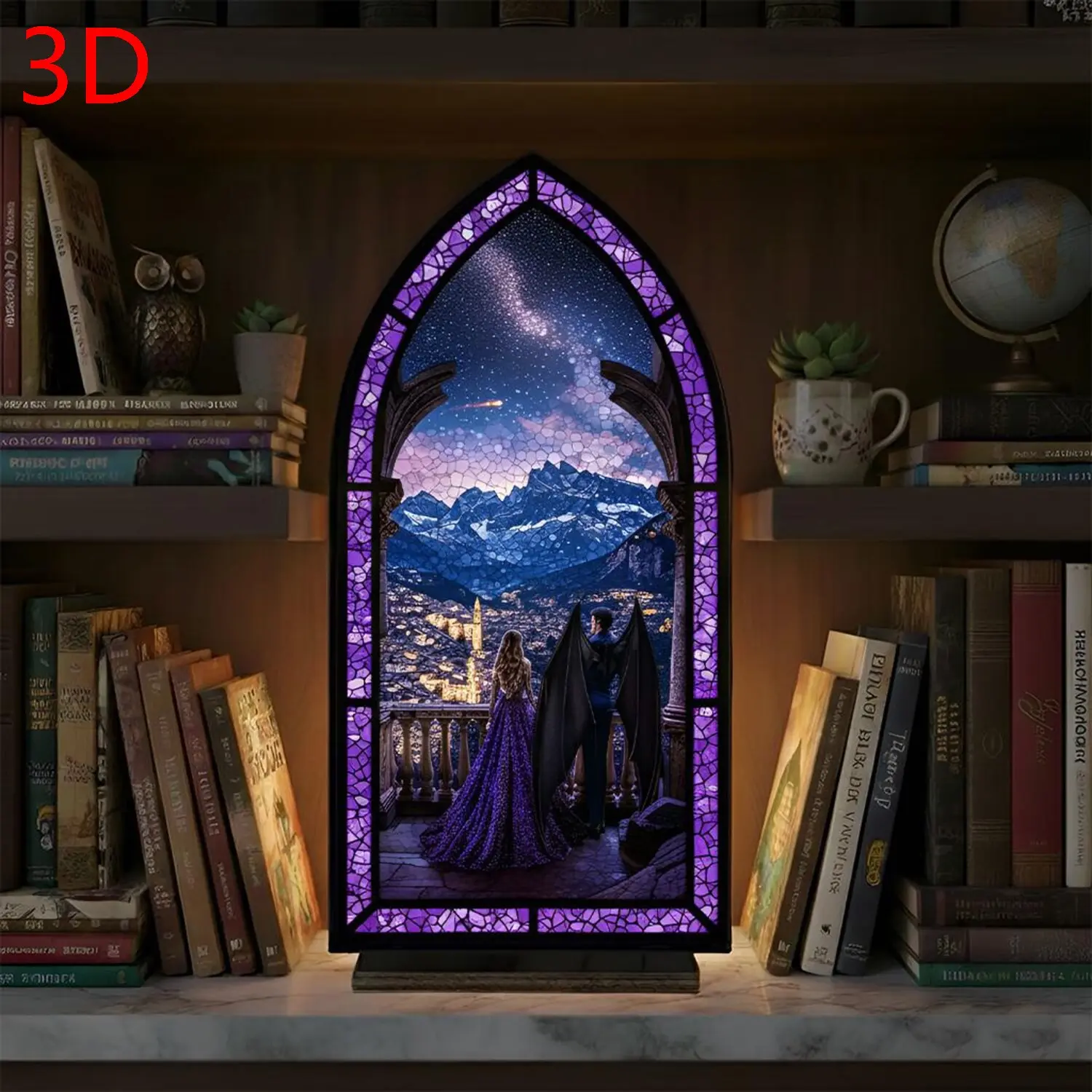 3D Velaris Book Nook, Night Court Fantasy Theme Bookshelf Insert, Wooden Decor, Perfect Book Gift Decor, Ideal for Book Lovers & Readers, Candles Not Included
