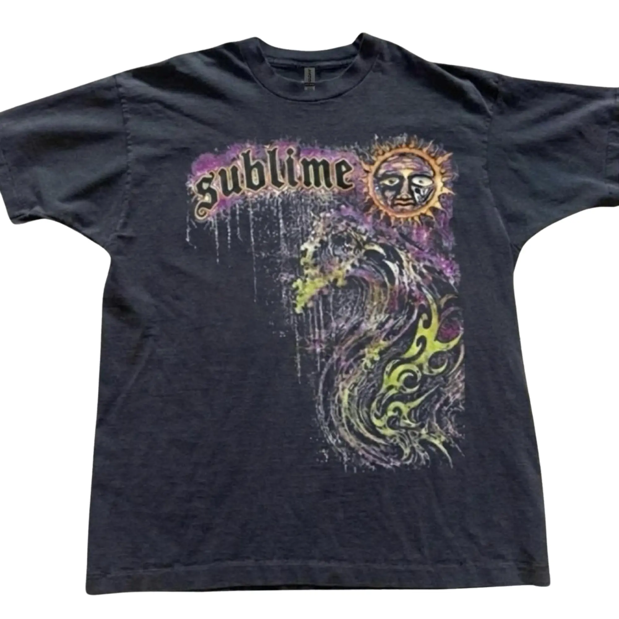 Vintage Reggae Rock Music Theme, Psychedelic Ocean Wave Aesthetic, Y2K Graphic T-Shirt, Alternative Music Fans for Men and Women