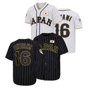 Men’s #16 Japanese Samurai white/black striped baseball jersey, letter embroidery competition training baseball apparel, fan gift, exquisite embroidery — TikTok Shop Spring Refresh,summervibes