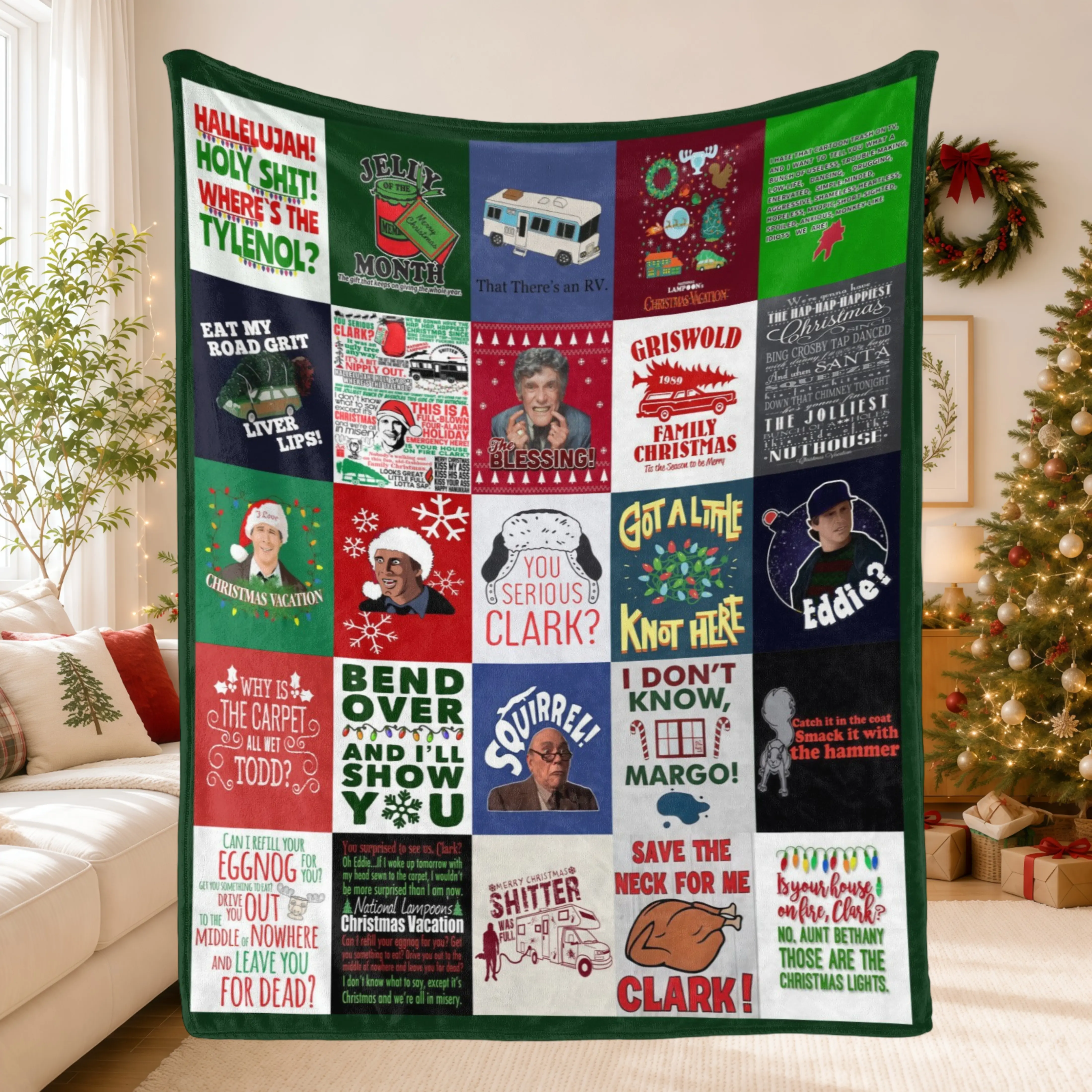 Christmas Vacation Flannel Blanket,Griswold Family Christmas Throw Blanket,Clark Griswold Movie Throw,National Lampoons Christmas Vacation Blanket,Soft Lightweight Throw for Couch Sofa Bed Bedroom,Holiday Gift for Movie Fans