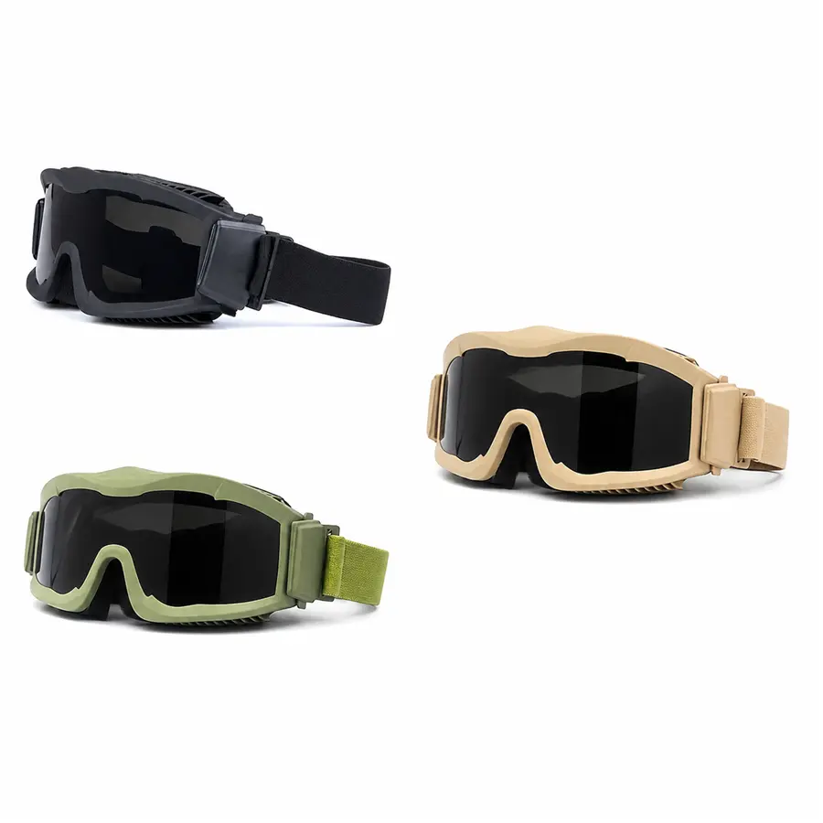 Outdoor Tactical Protection Goggles, Interchangeable 3-Color Lenses UV400 Eye Protection Glasses for Motorcycle, Paintball, Shooting & Ski