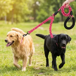 Dual Dog Leash, Double Dog Leash, 360 Swivel No Tangle Walking Leash, Shock Absorbing Bungee for Two Dogs non-slip grip unique handle dogleash harness retractable automatic collar kitten interactive cat toy anti-slip outdoor walk durable reflective vest