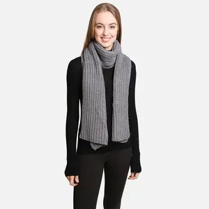 ComfyLuxe Solid Color Luxury Soft Knitted & Ribbed Oblong Scarf