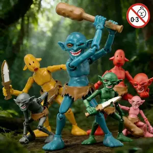 Goblin Figure Collectible, Multi-Jointed Action Figure, Devilish Grinning Design, Cute Weird Style, Free Combination Options, Articulated Figures