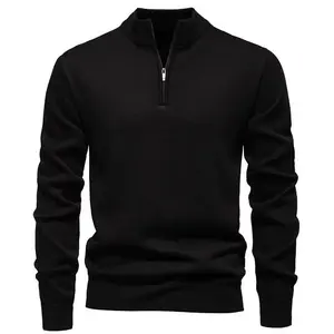 Men's fleece lined pullover sweaters, made of polyester fabric, feature a half zip neckline. These are casual and sporty sweaters, suitable for daily wear in spring, autumn and winter.Gift