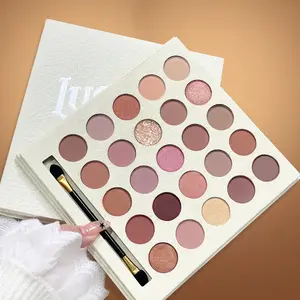 25-Color Fall Eyeshadow Palette: Matte & Shimmer Nude Neutrals - No Fallout, Long-Lasting | Includes Dual-Ended Brush | Halloween Ready & Everyday Wear | Beginner-Friendly Affordable Makeup!