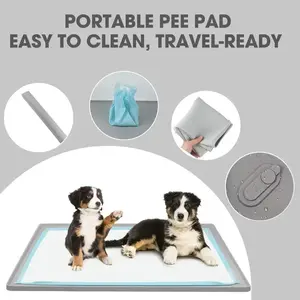 Dog Pee Pad Holder Tray - Fits Up to 36” x 23” Pee Pad Holder for Dogs - Stable Grip, Raised Edges, Quick-Wipe Silicone Surface Dog Pad Holder for Indoor Flooring Protection