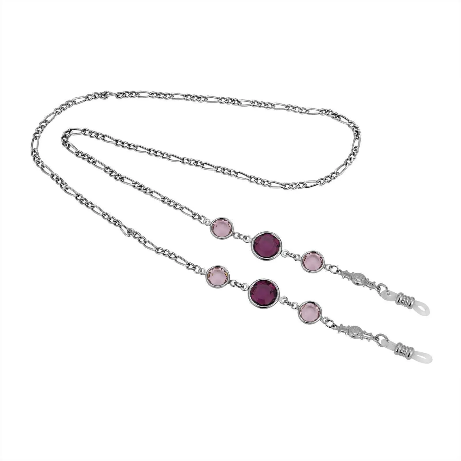 Round Austrian Crystal Channel Eyeglass Holder Chain Necklace 24"