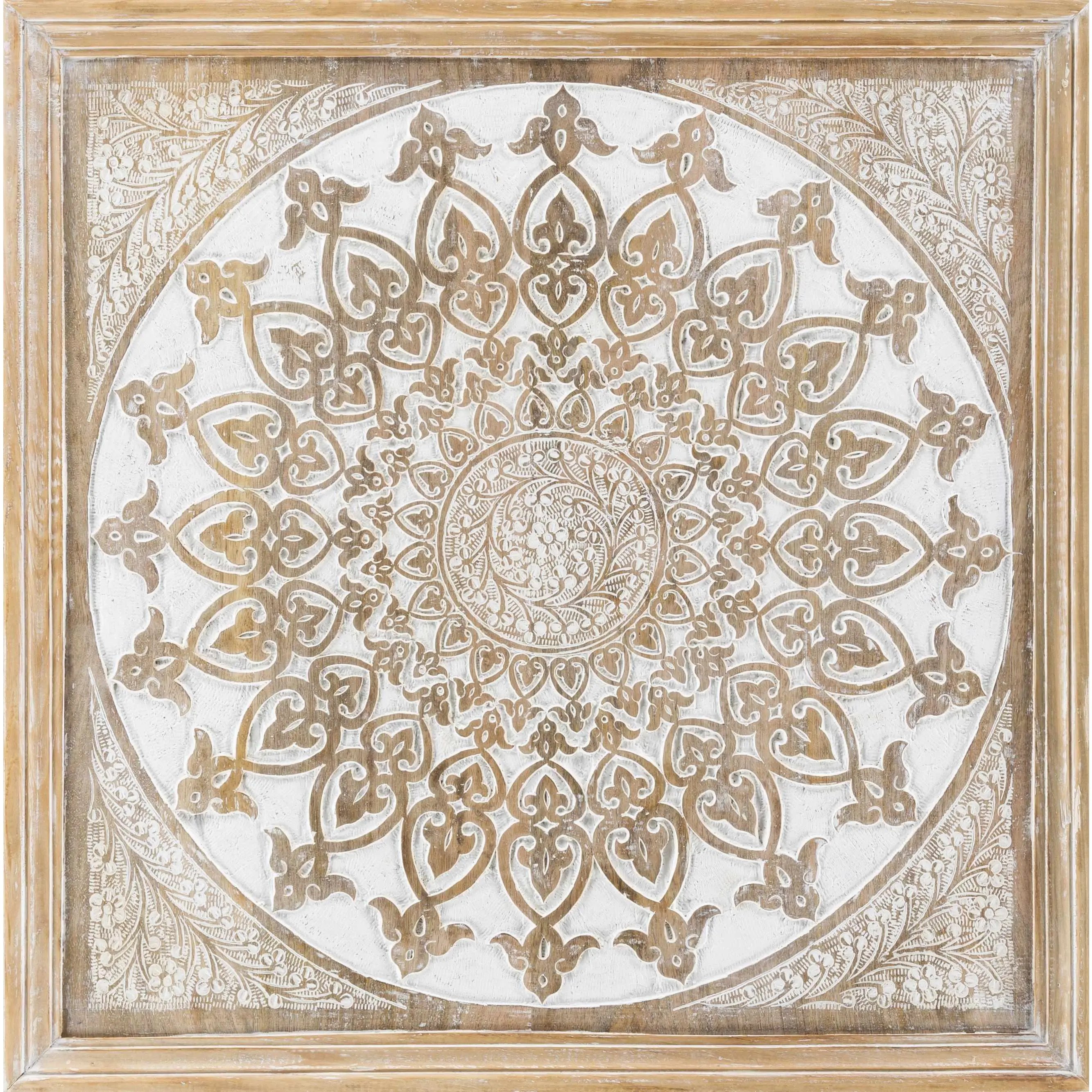 Boerne Heritage Pattern 1-Piece Square Wooden Wall Decor, Hanging Decor for Home Interior Accessories