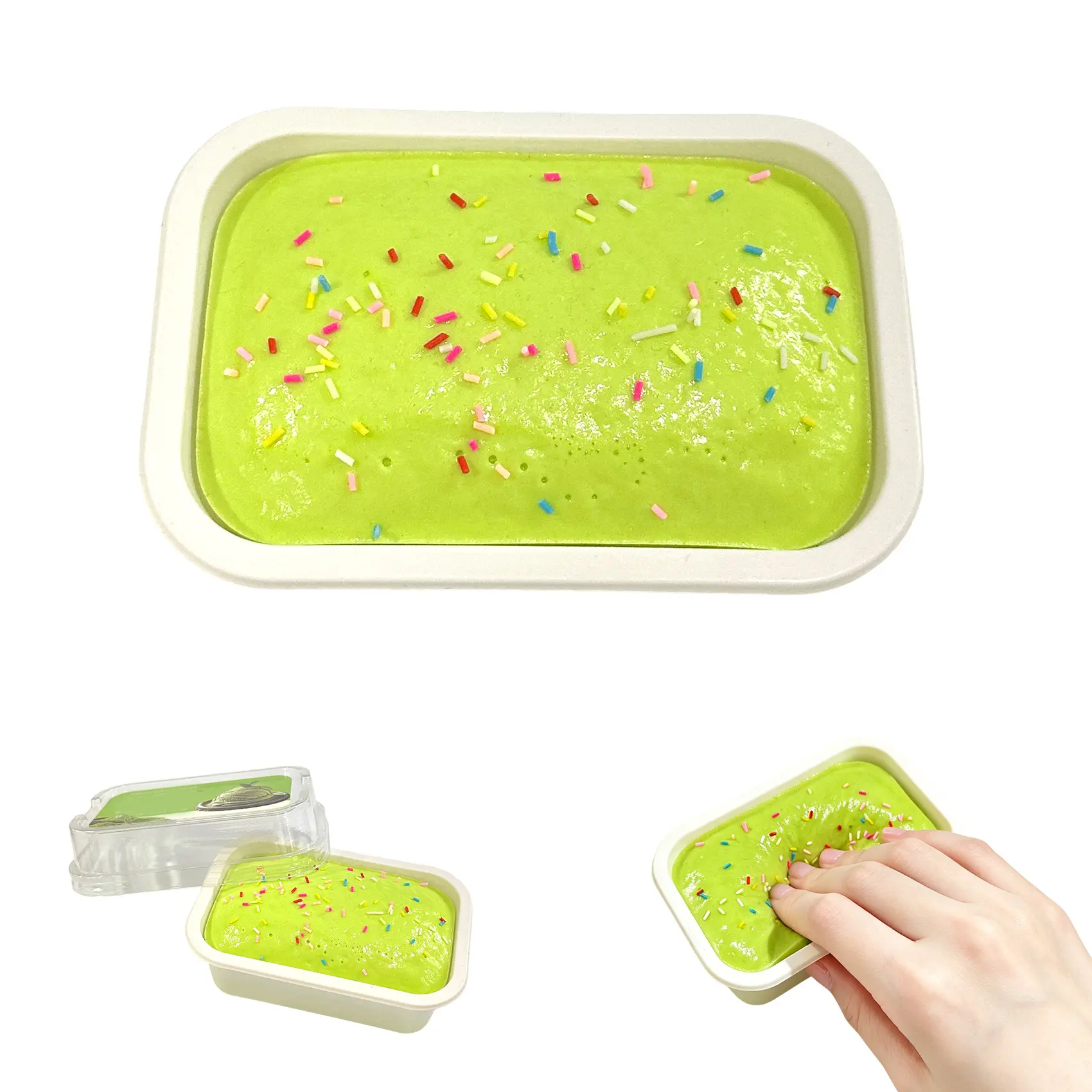 Slow Rising Squishy Ice Cream Tub - Desk Accessory for Stress Management & Focus - Matcha & Chocolate Scented Squeeze Sensory Ornament - Novelty Office Gift & Workspace Decor