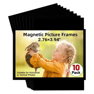 10 Pack Black Magnetic Picture Frames, Holds 2.5x3.5 Inches Photos, Reusable Pocket Frames for Fridge & Locker, Ideal for Home, Office, School, Home Decor Accessory