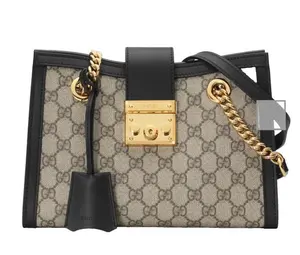 Pre-owned GUCCI canvas Shoulder Bags GG Supreme Monogram Padlock Tote Black