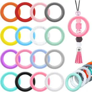 16 Pcs Silicone O Rings 65mm Bead Round Loop with 2 Hole Focal for DIY Keychain Car Charm Jewelry Making Hanging Ornaments(Classic) summervibes