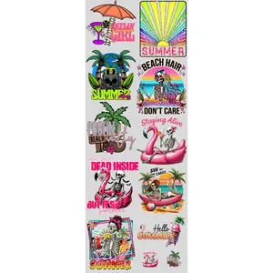Skelly Girl Summer DTF Transfers Gang Sheet 22” wide x 60” long DIY Direct to Film T Shirt Transfers
