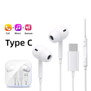Original TypeC 3.5mm Wired Headphone For In-ear Earbuds Samsung S25 S24 S23 S22 S21 HiFi Stereo Xiaomi Huawei Earphone with Mic, Headset, Type-C Box