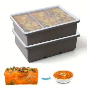 2 Pack Flexible Silicone Ice Cube Trays with Lid, Reusable Large Size for Refrigerator, Dishwasher Safe, Perfect for Holidays, Ice Cube Mold