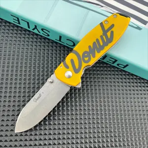 DONUT X SQUID Folding Pocket Knife D2 Steel Blade G10 Handle Smooth Flipper Action for Everyday Carry Outdoor Camping EDC Tool