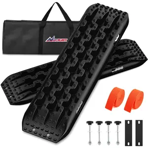 Nilight Heavy Structure Off-Road Recovery Traction Boards for 4WD/4X4, with 2PCS Mounting Kit, Carry Bag, 2 Leashes (Black) - Father's Day Gift