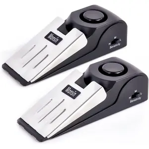 Door Stop Alarm, Door Stopper with 120 dB Security Alarm, Floor Wedge Doorstop for Travel, Apartments, Homes (Pack of 2)