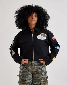 Womens Von Dutch Boxy Full-Zip Cropped Jacket