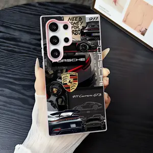 German Sports Car Porsche Phone Case 2‑in‑1 Clear Jelly Case for Samsung Galaxy S26/S26+/S26 Ultra/S25/S24/S23/S22 | Dopamine Photo Card Holder | Soft TPU Shockproof Anti‑Yellowing Slim Lightweight Protective Cover Casing