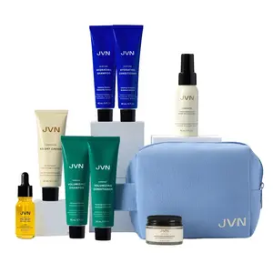 JVN Hair Self-Care Starter Set - 9-Piece Complete Routine Kit with Hemisqualane | Scalp Oil, Shampoo, Conditioner, Mist, Serum, Air Dry Cream & More