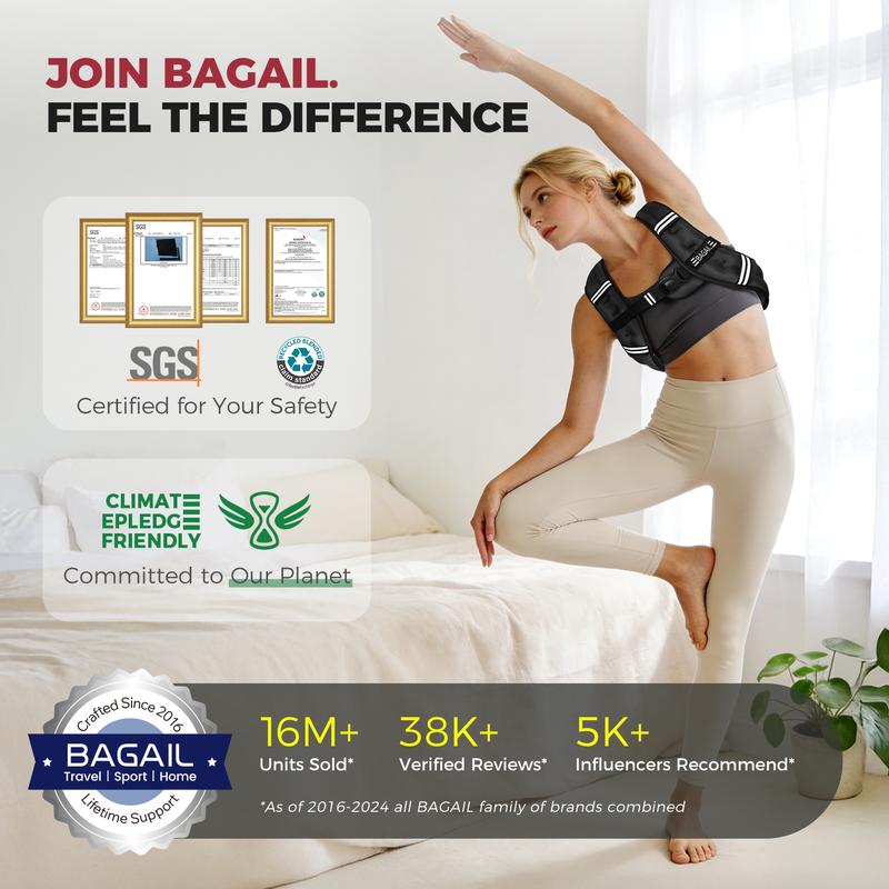 【JumpstartSale】BAGAIL Weighted Vest, 5lbs/8lbs/10lbs/12lbs/15lbs/20lbs/25lbs/30lbs Weight Vest with Detachable Phone Pouch, Rucking Vest for Women, Men, Walking, Training, Running 【JumpstartSale】BAGAIL Weighted Vest, 5lbs/8lbs/10lbs/12lbs/15lbs/20lbs/25lbs/30lbs Weight Vest with Detachable Phone Pouch, Rucking Vest for Women, Men, Walking, Training, Running